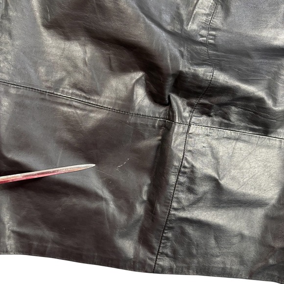 Vintage‎ 90s Unbranded Womens Black Old Money Genuine Leather Tibor Skirt - Picture 3 of 8